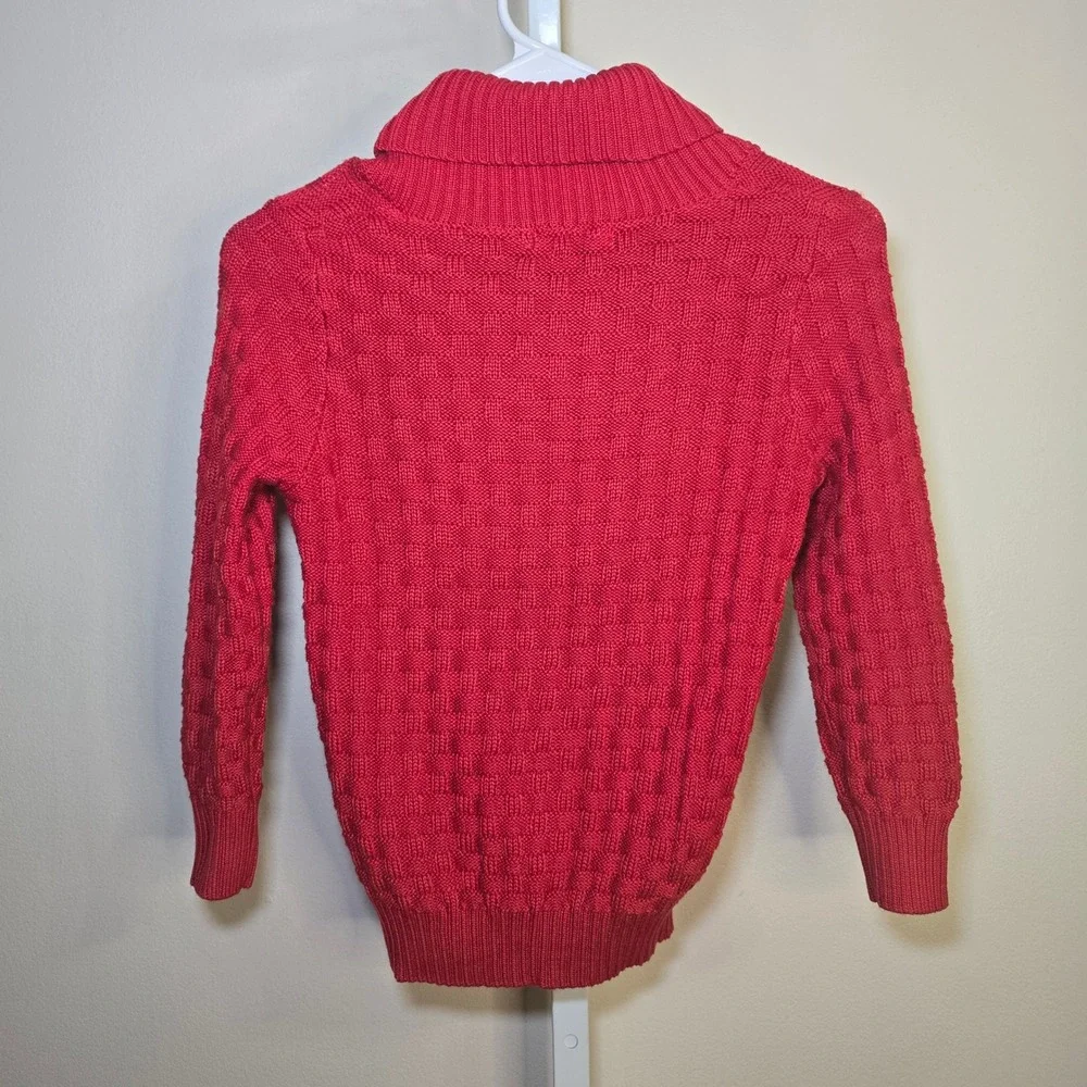 Arshiner Boys Red Shawl Collar Waffle Knit Sweater Size 6 Pullover Button Up